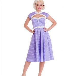 NWT Hell Bunny Purple Polka Dot Swing Dress